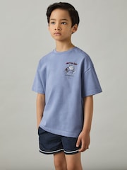Reiss Airforce Blue Young 3-9 yrs Cotton Oversized Match Day T-Shirt - Image 1 of 4