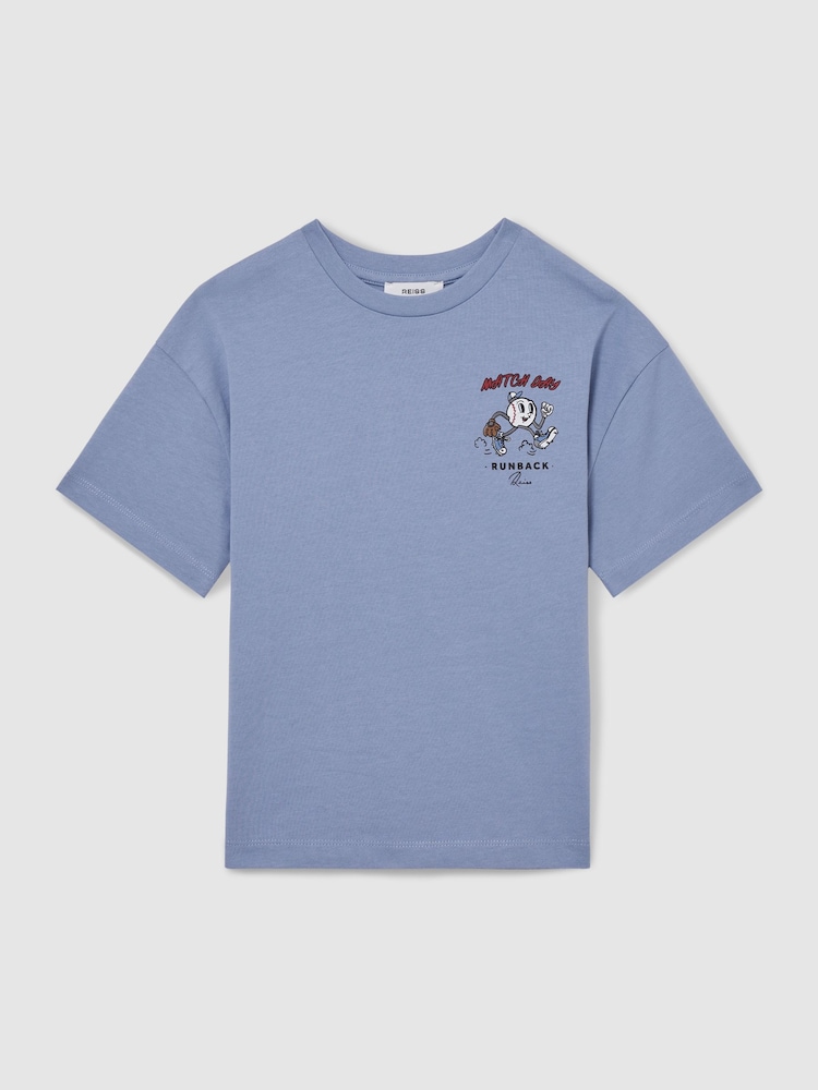 Reiss Airforce Blue Young 3-9 yrs Cotton Oversized Match Day T-Shirt - Image 2 of 4