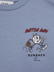 Reiss Airforce Blue Young 3-9 yrs Cotton Oversized Match Day T-Shirt - Image 4 of 4