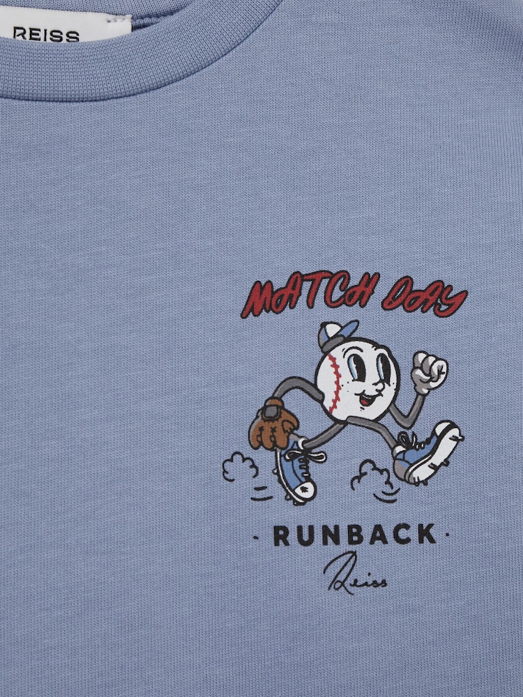 Reiss Airforce Blue Young 3-9 yrs Cotton Oversized Match Day T-Shirt - Image 4 of 4