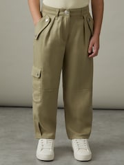 Reiss Khaki Cleaton Lyocell Linen Cargo Trousers - Image 1 of 4