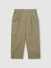 Reiss Khaki Cleaton Lyocell Linen Cargo Trousers - Image 2 of 4