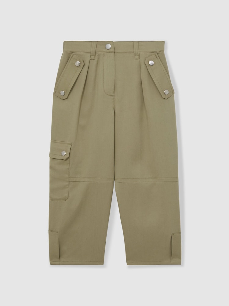 Reiss Khaki Cleaton Lyocell Linen Cargo Trousers - Image 2 of 4