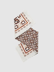 Reiss Taupe Scarlett Silk Chain-Print Scarf - Image 1 of 5