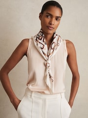 Reiss Taupe Scarlett Silk Chain-Print Scarf - Image 2 of 5