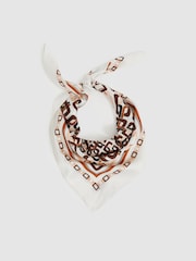 Reiss Taupe Scarlett Silk Chain-Print Scarf - Image 3 of 5