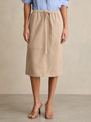 Reiss Meagan Suede Drawstring Mi-long Jupes - Image 3 de 7