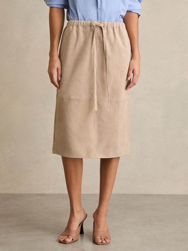 Reiss Meagan Suede Drawstring Mi-long Jupes - Image 3 of 7