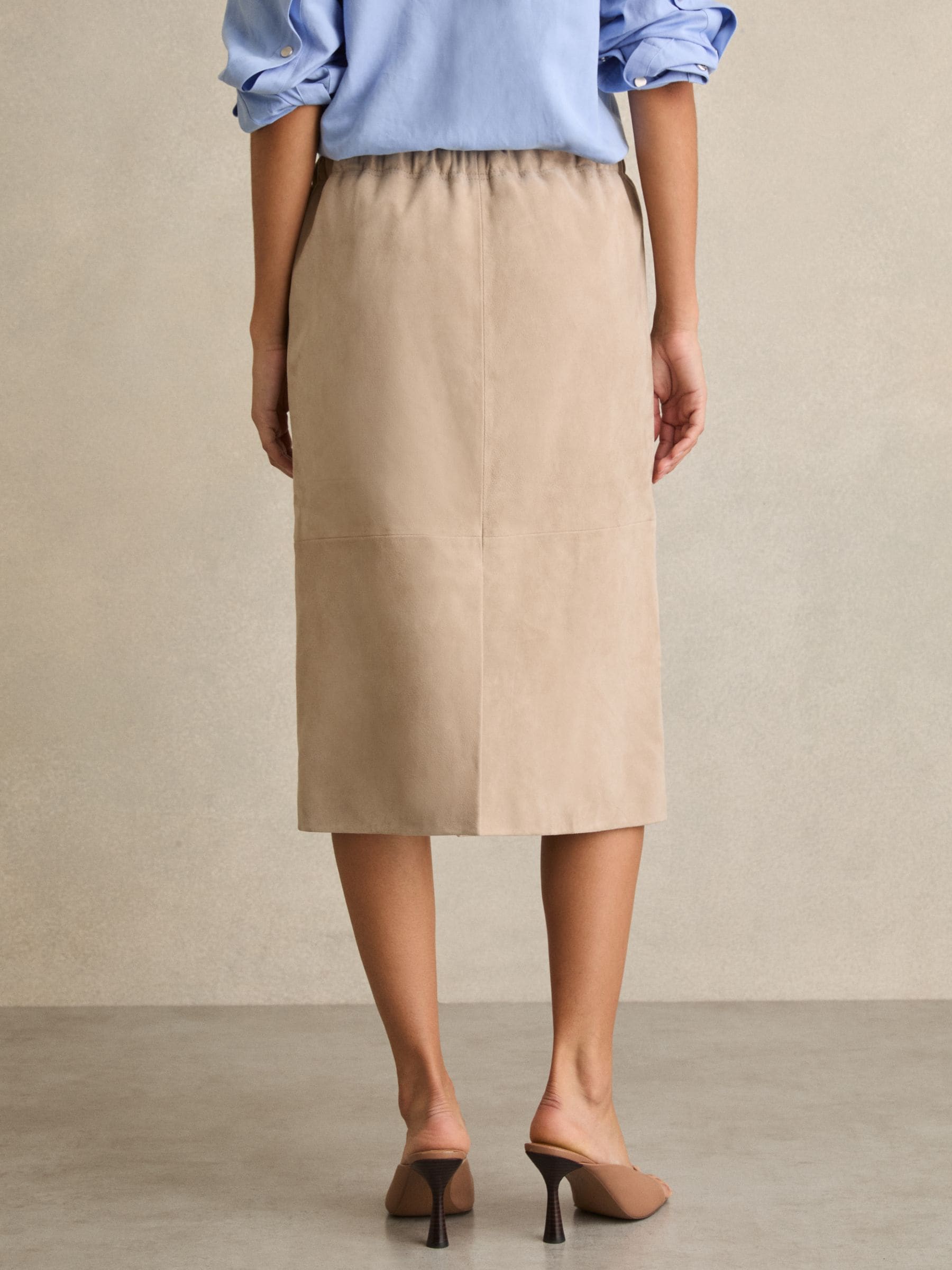 【海外限定】REISSスカート☆Neutral Meagan Suede Drawstring M Buy Reiss Neutral Meagan Suede Drawstring Midi Skirt from