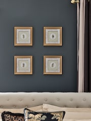 Laurence Llewelyn-Bowen Set of 4 Gold Harlequinade Vignette Print Wall Art - Image 1 of 5