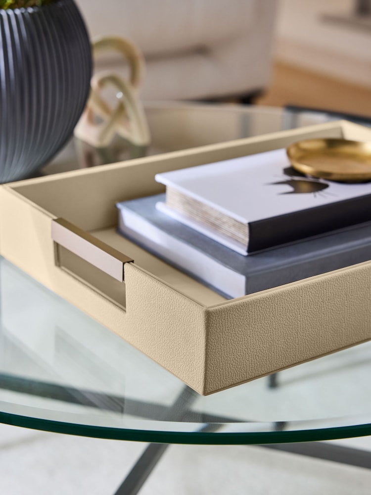 Sosandar Cream Faux Leather Tray - Image 2 of 3