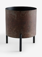 French Connection Black/Bronze Patina Metal Stand Plant Pot - Image 3 of 3
