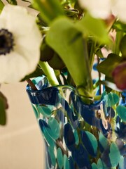 Nina Campbell Teal Blue Fluted Confetti Glass Vase - Image 2 of 3