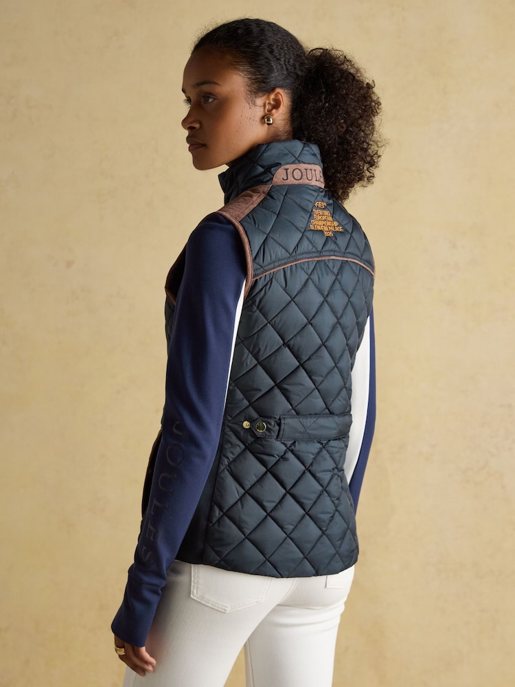 Official Blenhiem Navy European Championship Showerproof Diamond Quilted Gilet - Image 2 of 12