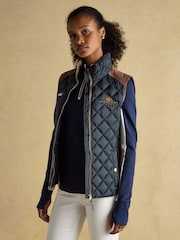 Official Blenhiem Navy European Championship Showerproof Diamond Quilted Gilet - Image 4 of 12