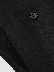 Reiss Black Karly Linen Short Sleeve Mini Dress - Image 6 of 6