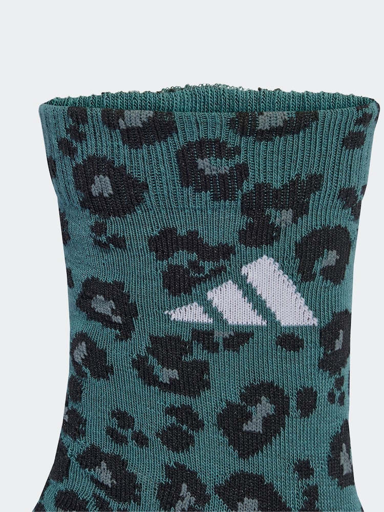 adidas Natural Leopard Print 3 Pack Crew Socks - Image 2 of 3