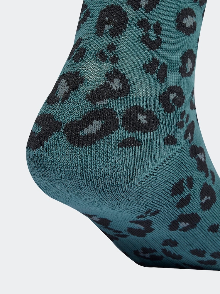 adidas Natural Leopard Print 3 Pack Crew Socks - Image 3 of 3