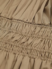 Reiss Khaki Anouk Cotton Craft-Stitch Shirred Midi Dress - Image 5 of 5