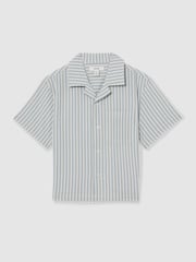 Reiss Soft Blue/White Sensei Seersucker Striped Shirt - Image 2 of 4