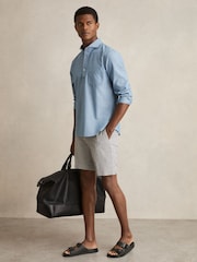 Reiss Navy/White Sail Stretch-Cotton Seersucker Striped Shorts - Image 1 of 6