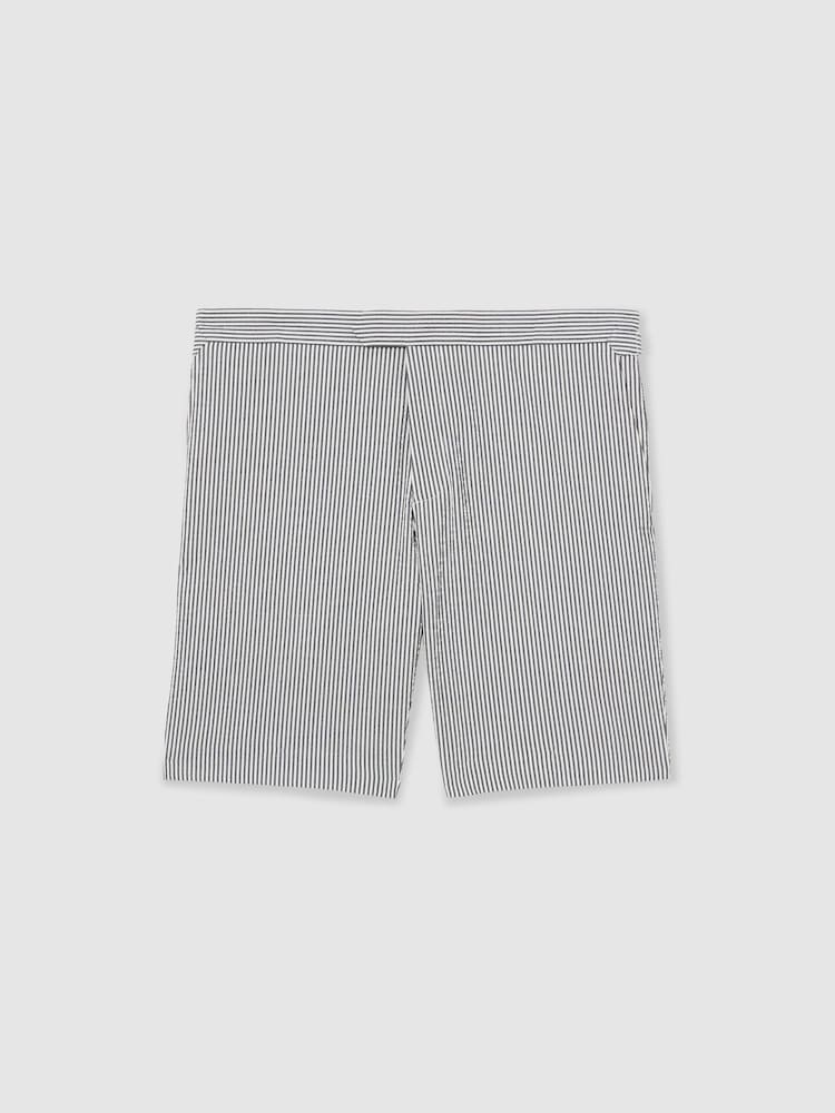 Reiss Navy/White Sail Stretch-Cotton Seersucker Striped Shorts - Image 2 of 6