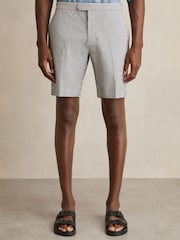 Reiss Navy/White Sail Stretch-Cotton Seersucker Striped Shorts - Image 3 of 6