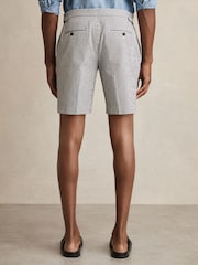 Reiss Navy/White Sail Stretch-Cotton Seersucker Striped Shorts - Image 5 of 6