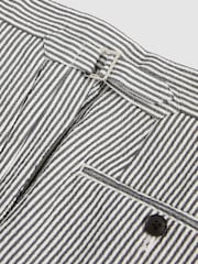 Reiss Navy/White Sail Stretch-Cotton Seersucker Striped Shorts - Image 6 of 6