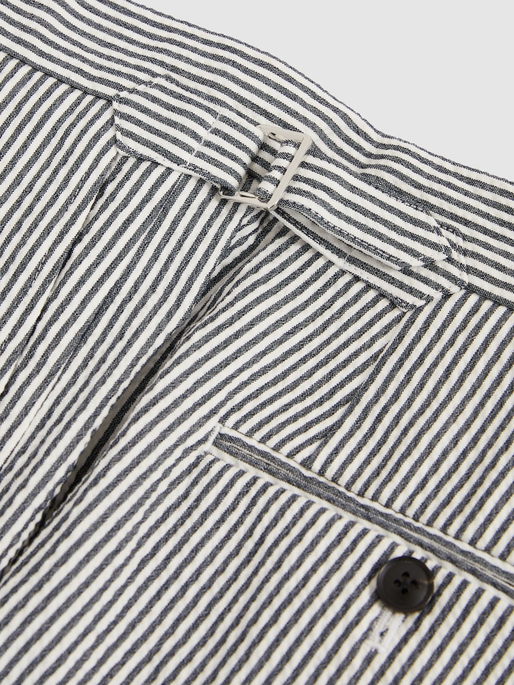 Reiss Navy/White Sail Stretch-Cotton Seersucker Striped Shorts - Image 6 of 6