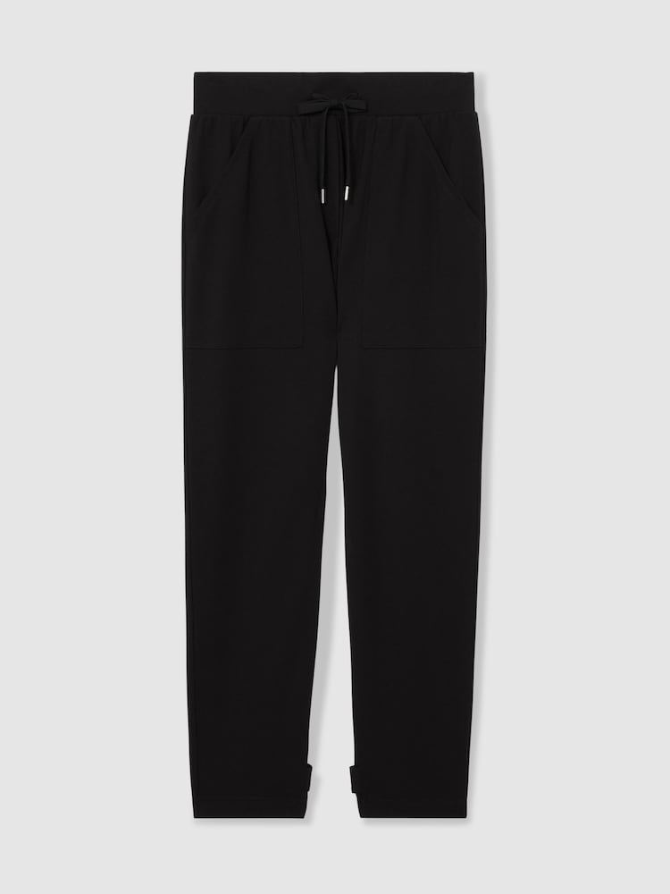 Reiss Black/Charcoal Alexi Drawstring Tapered Jersey Joggers - Image 2 of 6 Reiss Black/Charcoal Alexi Drawstring Tapered Jersey Joggers - Image 2 of 6