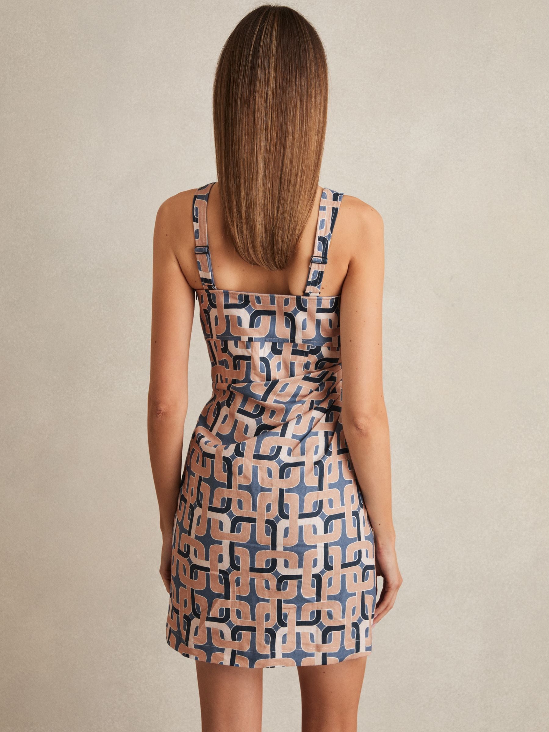 Buy Reiss Blue Simone Chain Print Mini Dress from the Next