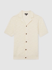 Reiss Off White Royce Pointelle Button-Through Shirt - Image 2 of 6