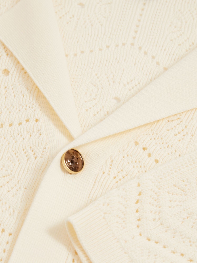 Reiss Off White Royce Pointelle Button-Through Shirt - Image 6 of 6