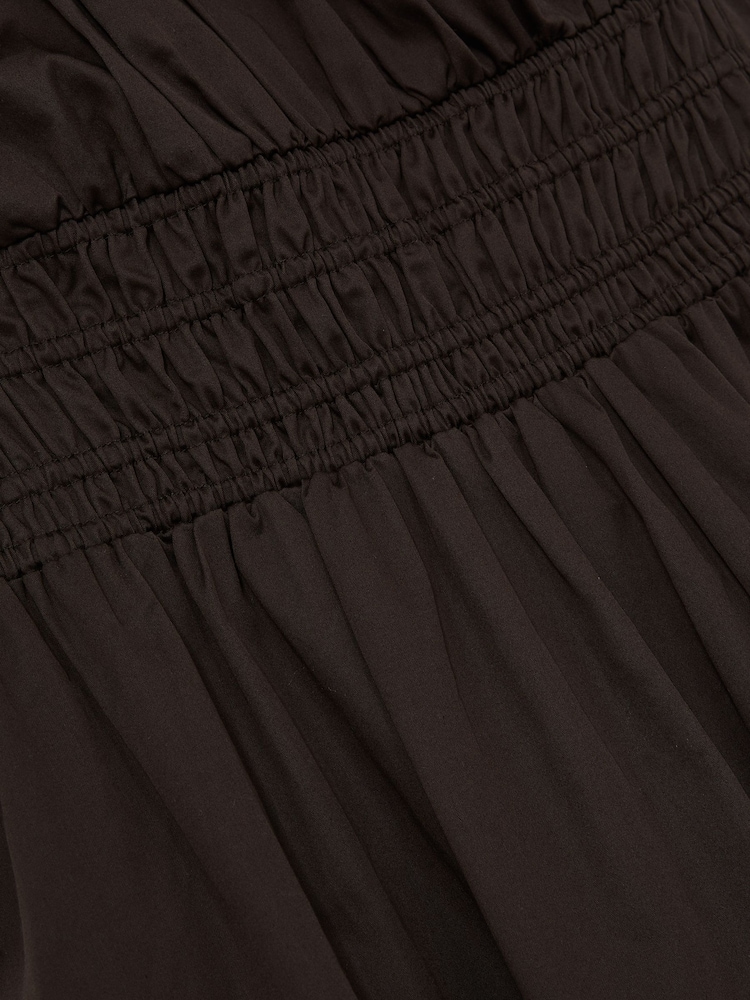 Reiss Brown Anouk Cotton Craft-Stitch Shirred Midi Dress - Image 6 of 6