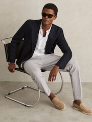 Reiss Navy/White Sail Stretch Seersucker Stripe Trousers - Image 1 of 8
