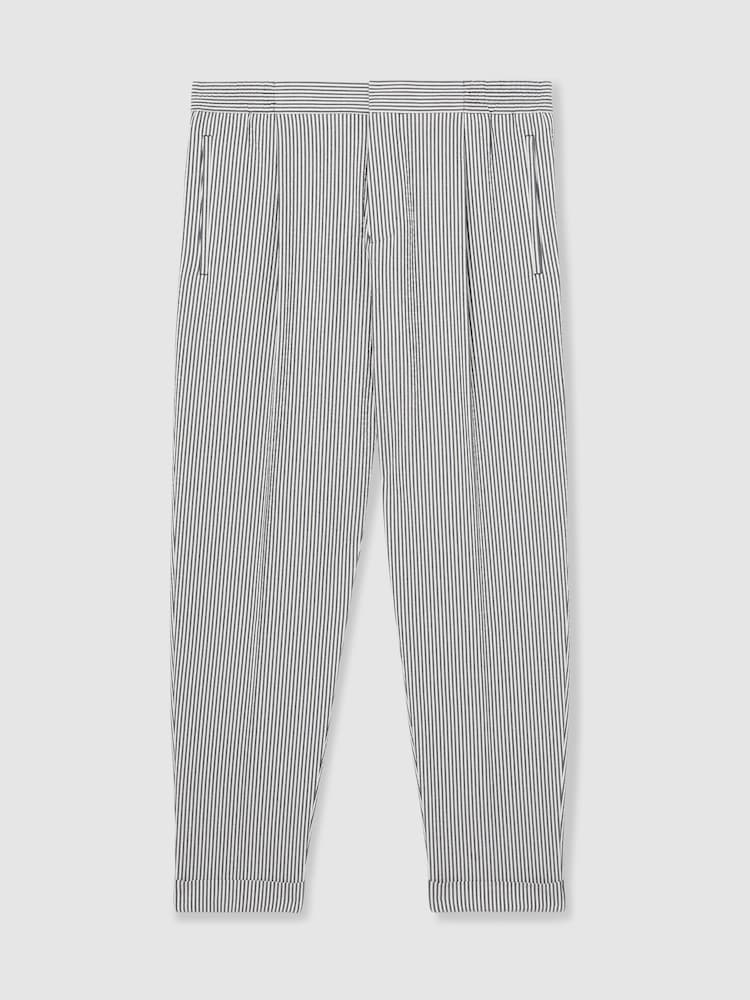 Reiss Navy/White Sail Stretch Seersucker Stripe Trousers - Image 2 of 8