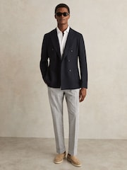 Reiss Navy/White Sail Stretch Seersucker Stripe Trousers - Image 7 of 8