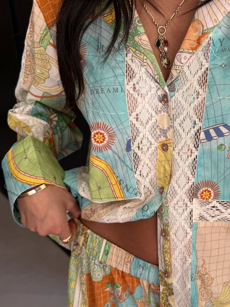 Never Fully Dressed Multi Lace Trim Button Through Pyjamas - Image 4 of 4