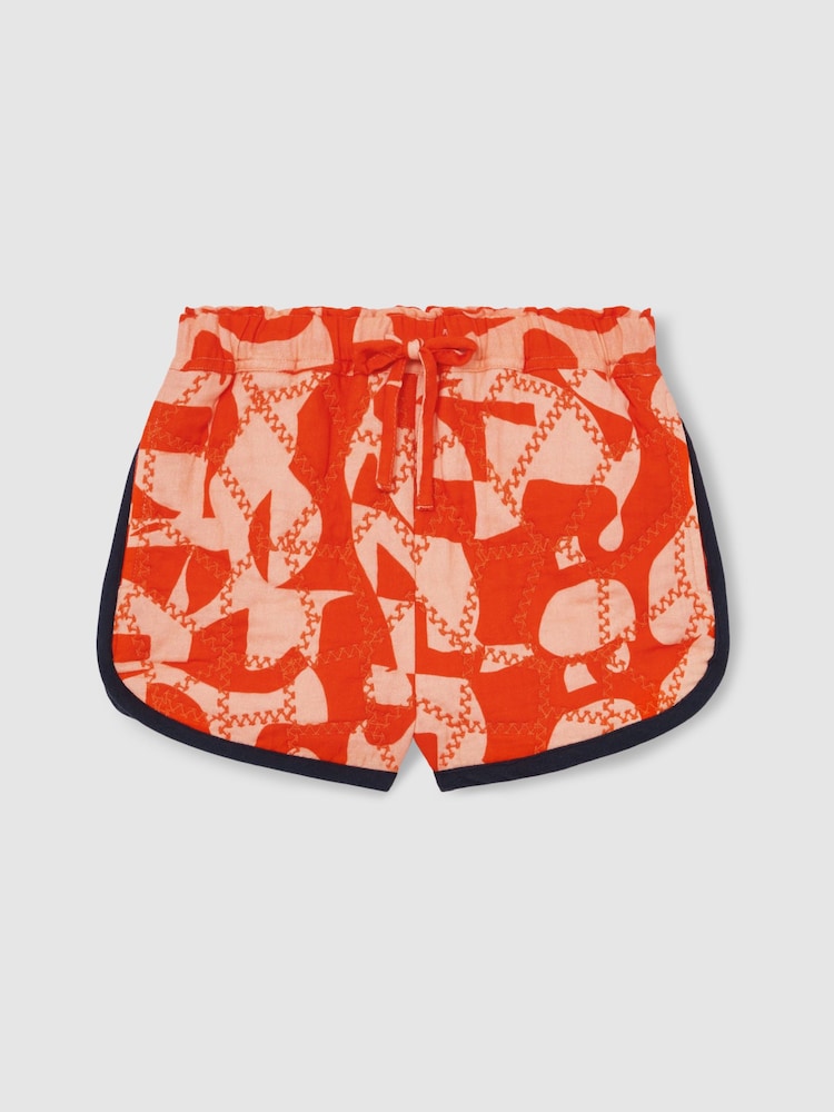 Reiss Multi Josanna Cotton Graphic-Print Quilted Shorts - Image 2 of 4