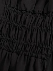 Reiss Black Abi Cotton Craft-Stitch Shirred Mini Dress - Image 6 of 6