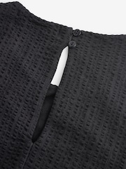 Noir - Haut 100% coton Sans manches à ourlet boule - Image 8 de 9
