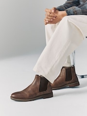 Brown Waxy Leather Chelsea Boots - Image 1 of 6
