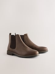 Brown Waxy Leather Chelsea Boots - Image 2 of 6