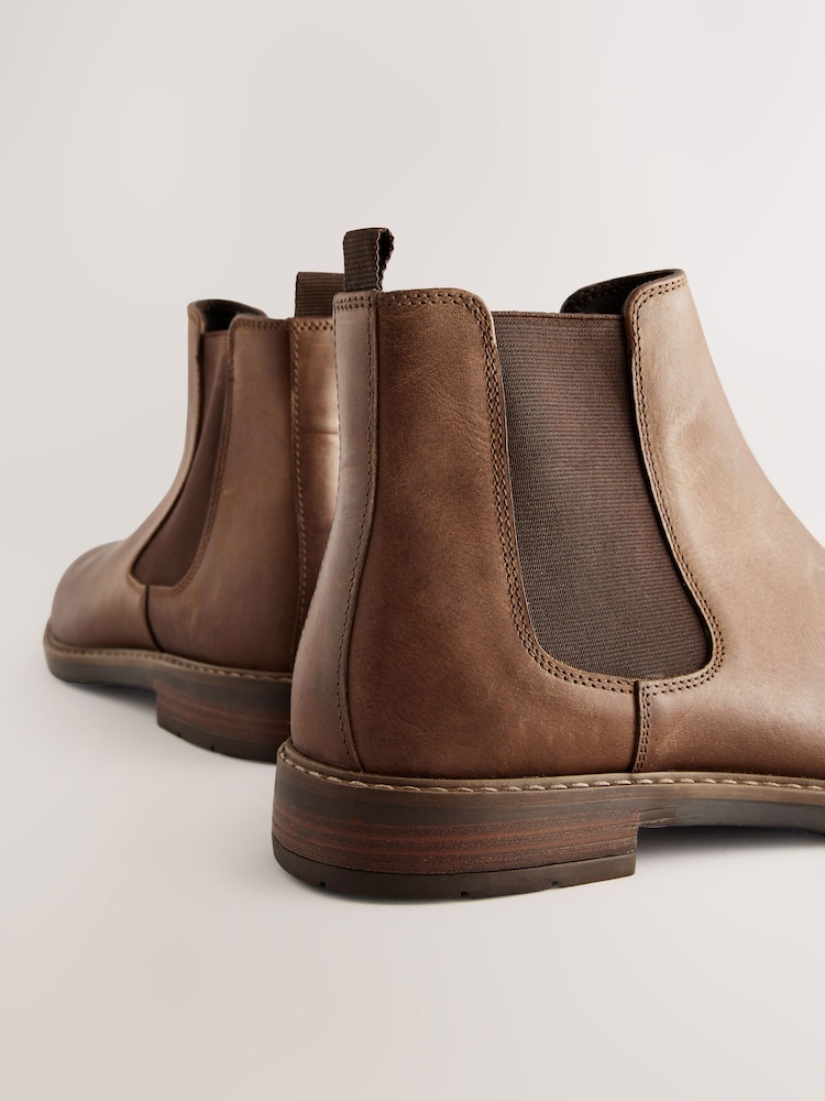 Buy Brown Waxy Leather Chelsea Boots from Next Austria - Main Image