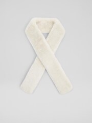 LK Bennett Natural Cara Faux Fur Scarf - Image 2 of 2