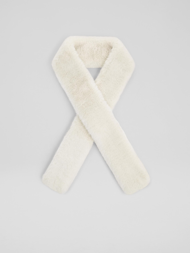 LK Bennett Natural Cara Faux Fur Scarf - Image 2 of 2