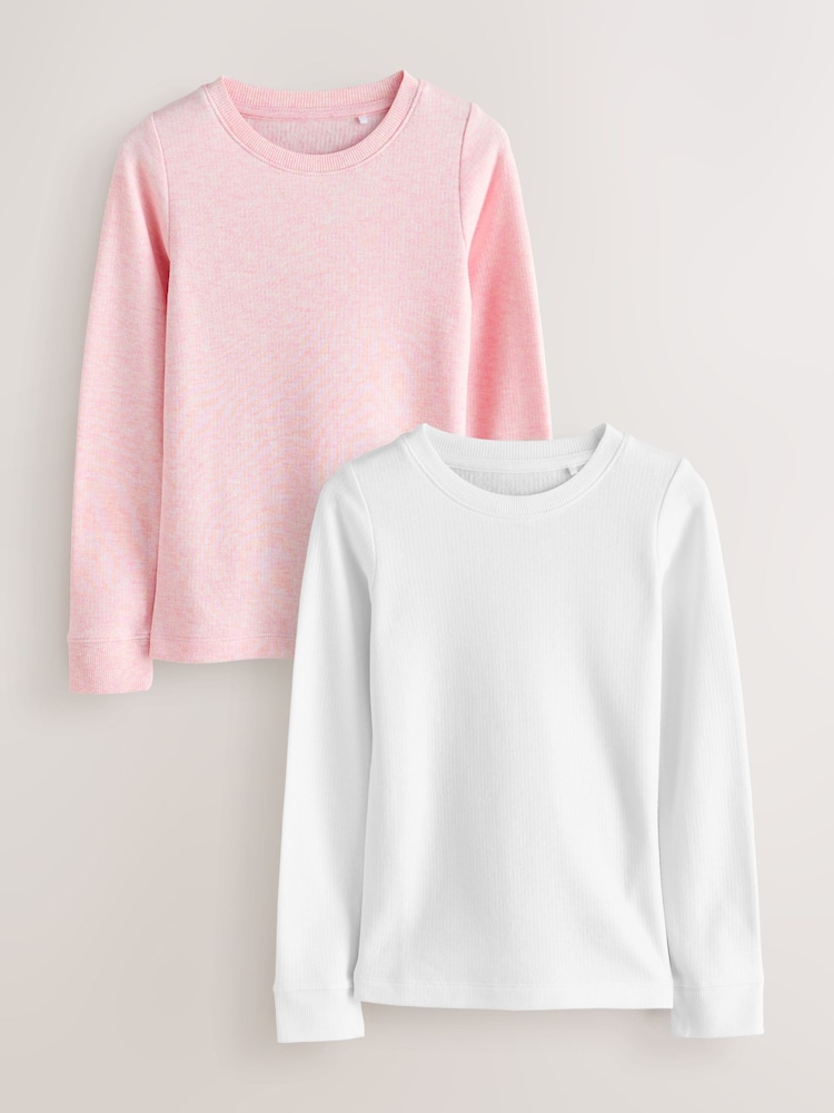 White/Pink Long Sleeve Thermal Top (2-16yrs) - Image 1 of 6 White/Pink Long Sleeve Thermal Top (2-16yrs) - Image 1 of 6