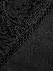 Black Crochet Short Sleeve 100% Cotton T-Shirt - Image 5 of 5