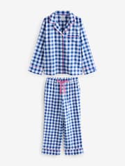 Bath & Body Works Blue Check Button Through Pyjama Set - Image 1 of 6